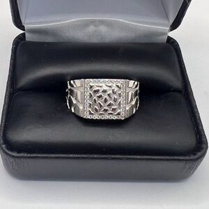 925 Sterling Silver 0.25CT MOISSANITE Nugget Men’s Ring Size 11